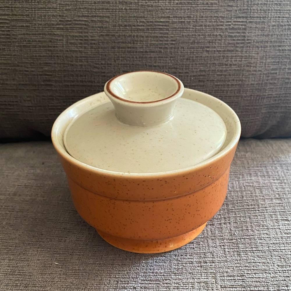 Vintage "Premiere" Mikasa Apricot & Cream Covered Sugar Bowl/Mini Casserole Dish